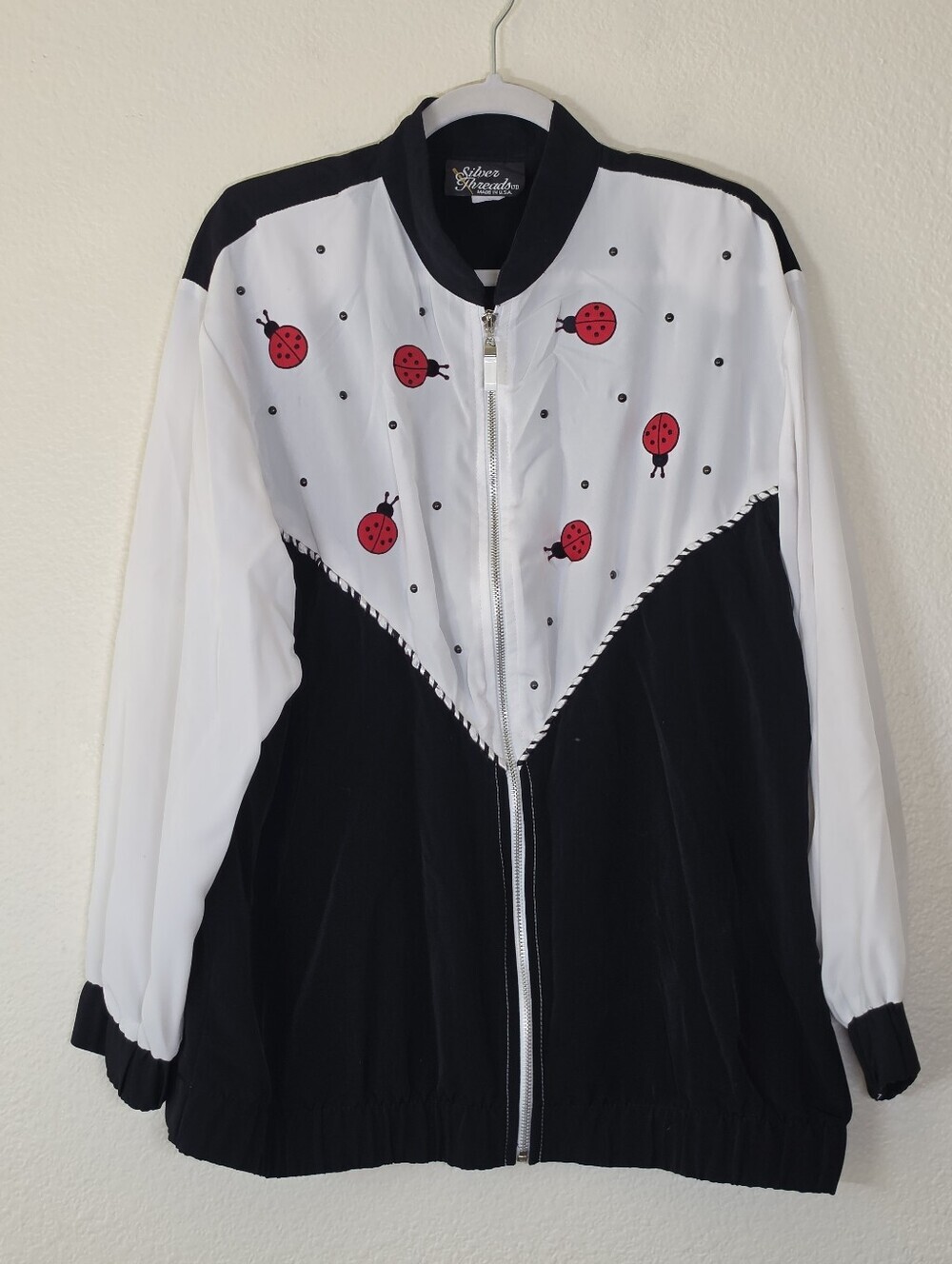 Vintage Ladybug Black & White Bomber Jacket L